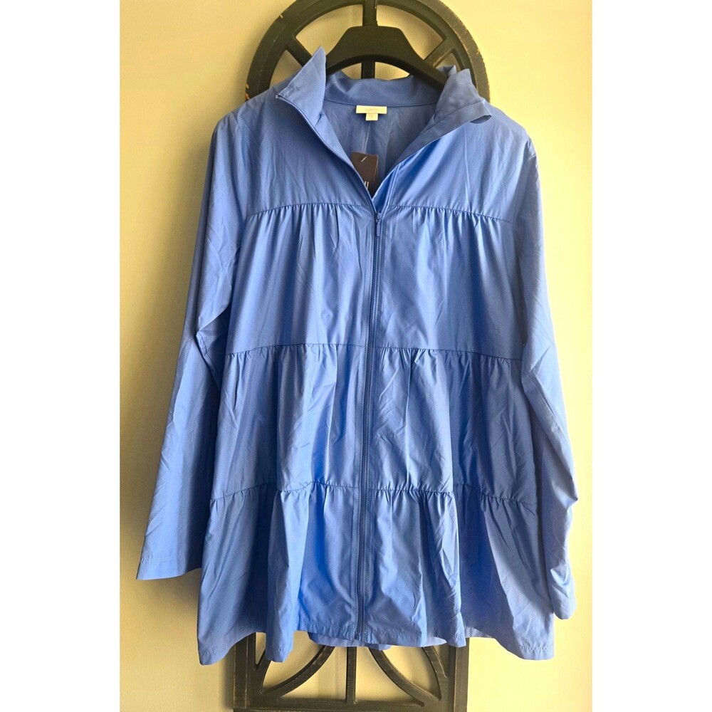 Brand New J. Jill Periwinkle Blue Tiered Zip-Up Jacket / Tunic Size S Tall
